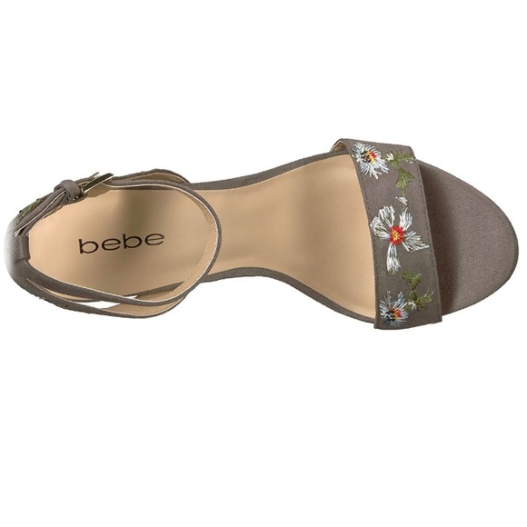 BEBE Ingram Gray Floral Embroidered High Heel Sandal Size 7 - Picture 4 of 14